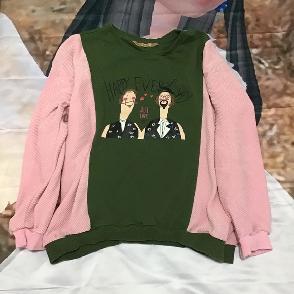 ELF SACK Boho Color Block Corduroy Crew Tee RARE - Picture 5 of 16